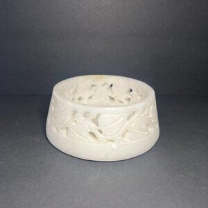 Vintage Illuminations Marble Stone Floral Cutout Decorative Candle Holder 4.5"